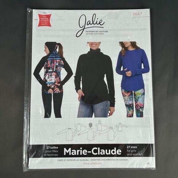 Jalie 3667 Marie Claude Long Sleeve Raglan Pullover Sewing Pattern 27 Sizes - Picture 1 of 10